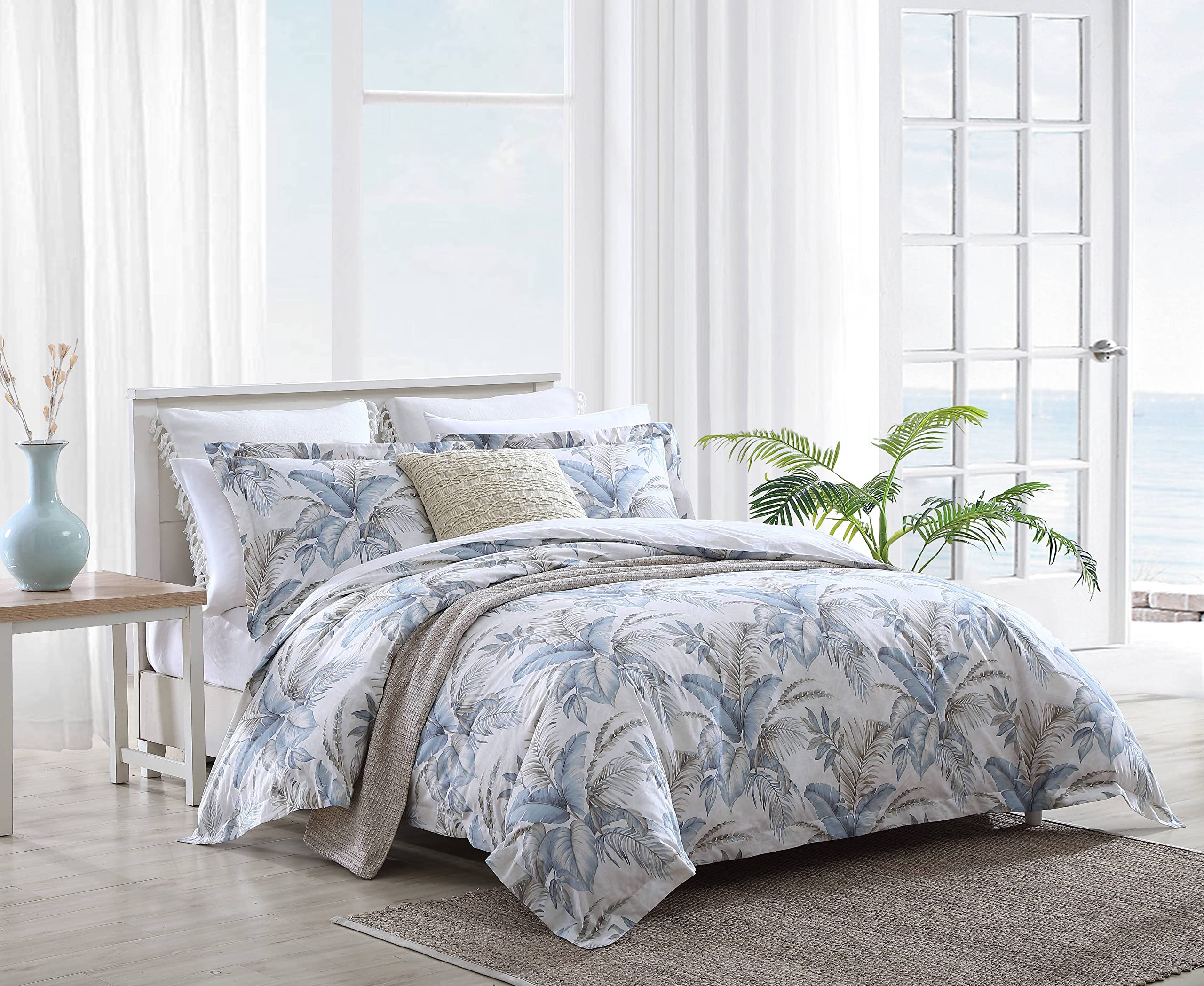 Photo 1 of Tommy Bahama - King Duvet Cover Set, Cotton Bedding with Matching Shams & Button Closure, All Season Home Decor (Bakers Bluff Blue, King)
