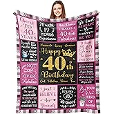 Lcobion 40th Birthday Gifts Women, 40 Year Old Birthday Gifts for Woman, 40th Birthday Decorations for Women, Present for 40 Year Old Female, Gift for 40th Birthday Woman Blanket 50" X 60"