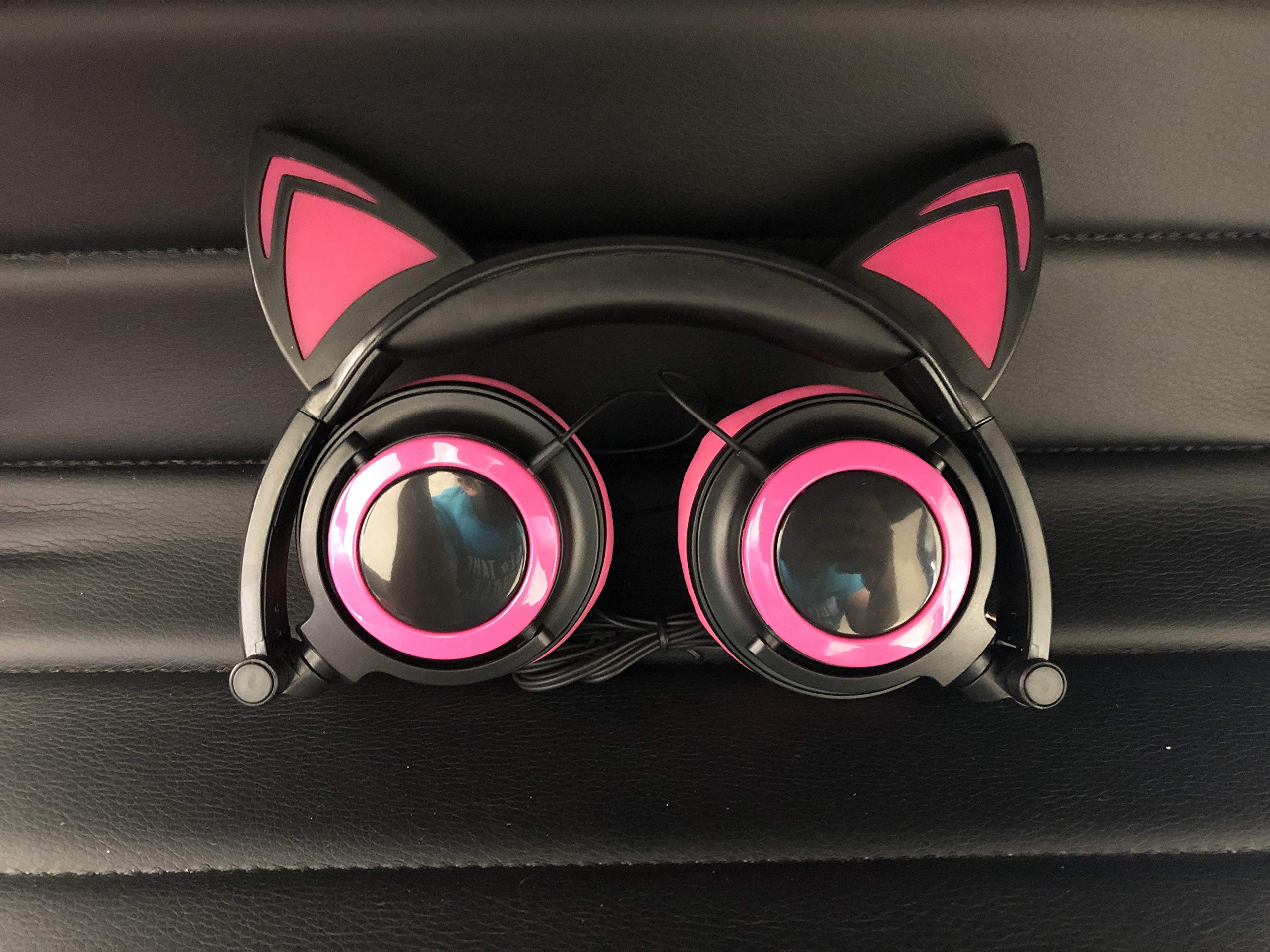 Kids Cat Ears Headphones Over On Earphones With Led Battery