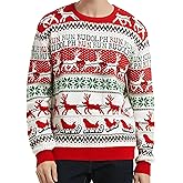Men's Christmas Rudolph Reindeer Holiday Festive Knitted Sweater Cardigan Cute Ugly Pullover Jumper