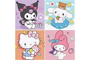Sretoul 4 Pack Cartoon Diamond Art Kits for Kids - Kid Diamond Art Painting Kit Cartoon, Cute Gem Arts for Kids Ages 4 6 8 12, DIY Crystal Gem Kits for Children Girls Boys Gifts (6x6 inch)