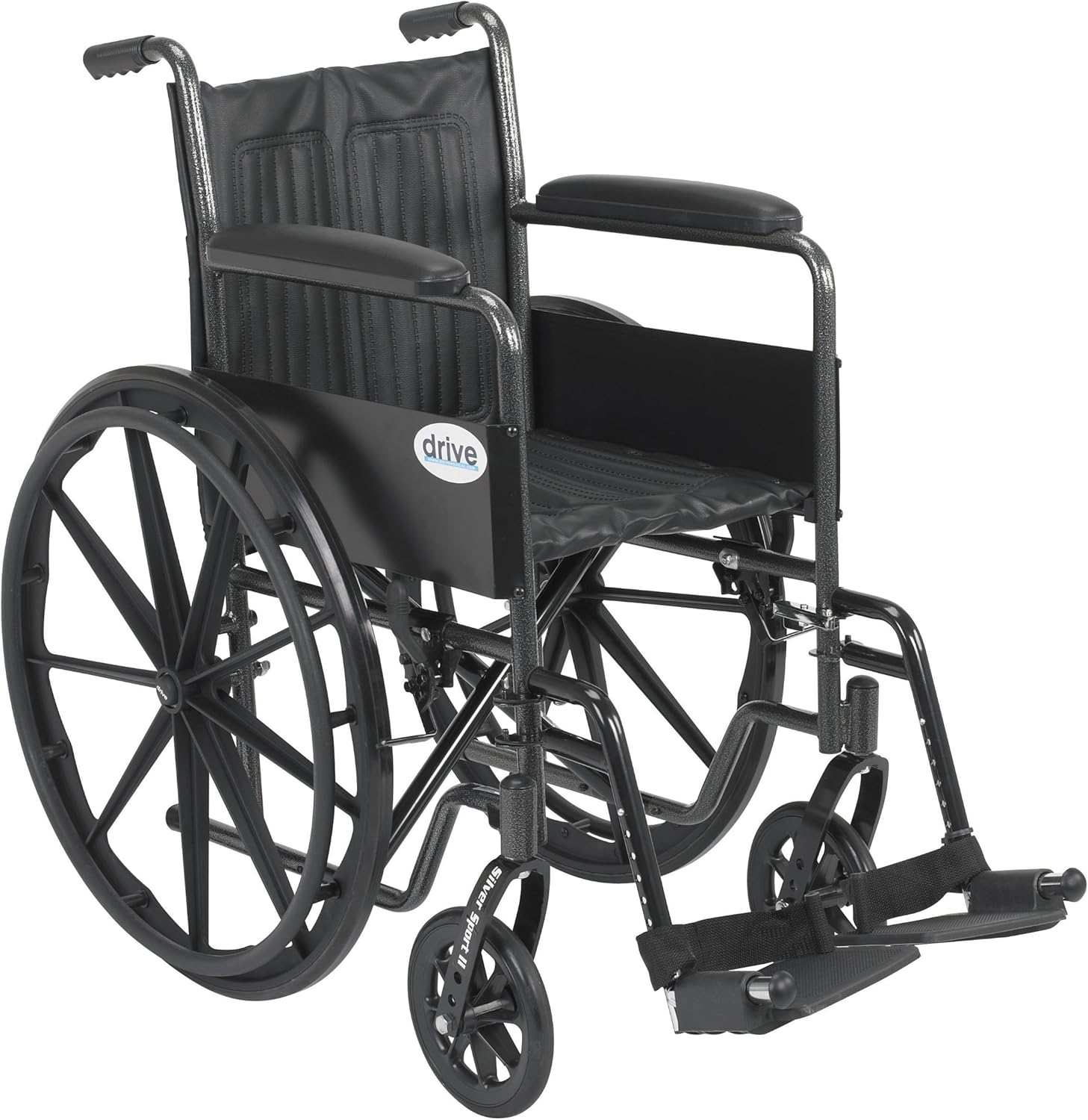 Drive Medical Silver Sport 2 Wheelchair with Various Arms Styles and Front Rigging Options, Black, 18 Inch: Health & Personal Care