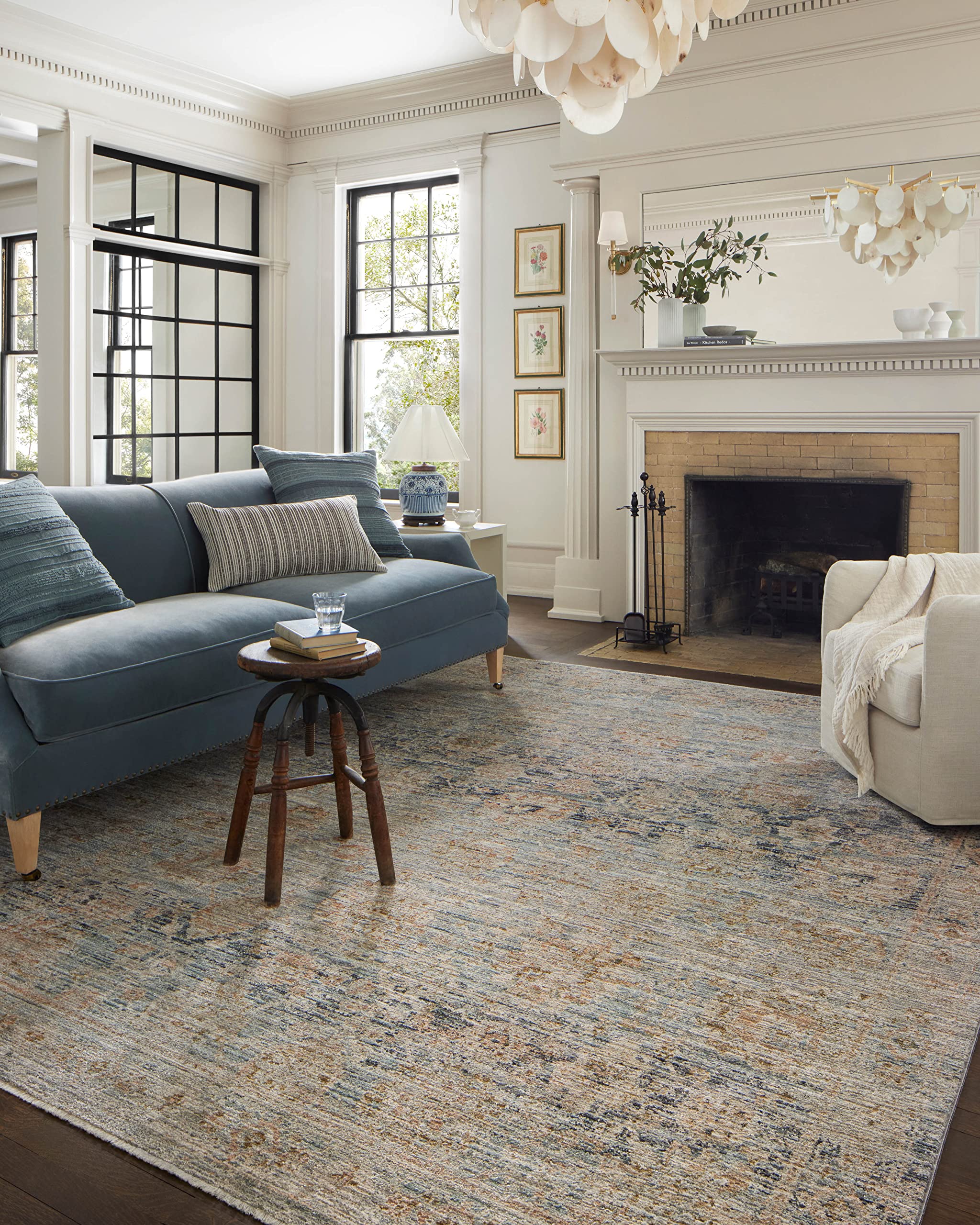 Photo 1 of **DIRT FROM TRANSPORT **Loloi Jean Stoffer Katherine Collection KES-02 Ocean/Coral 7'-10'' x 10', .25" Pile Height, Area Rug