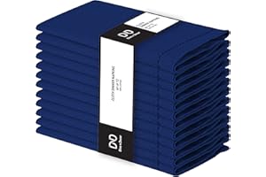 Dine n Decor Set of 12 Hemstitch Cloth Dinner Napkins 100% Cotton - Soft Durable Washable - Ideal for Events Weddings Holidays - Perfect Everyday Use Table Linen Cloth Napkins 18x18 Navy Blue