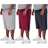 Real Essentials Men's Big & Tall 3-Pack Dry Fit & Mesh Active Athletic Perfomance Shorts (3X-5X)
