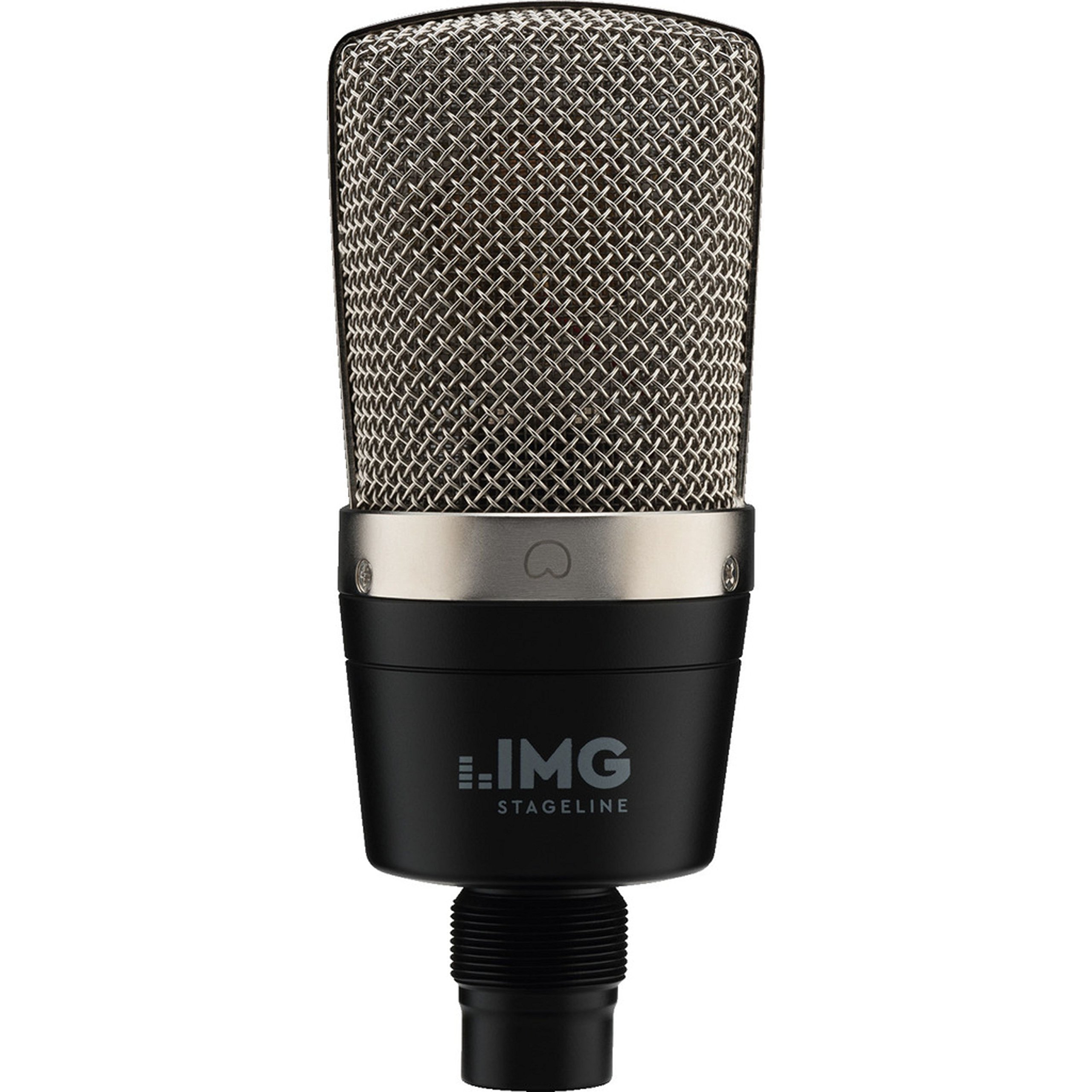 IMG STAGELINE ECMS-60 Large Diaphragm Condenser Microphone, Vocal and Instrument Microphone for Professional Studio Use Includes Microphone Holder, Adapter Screw and Leather Case in Black/Silver
