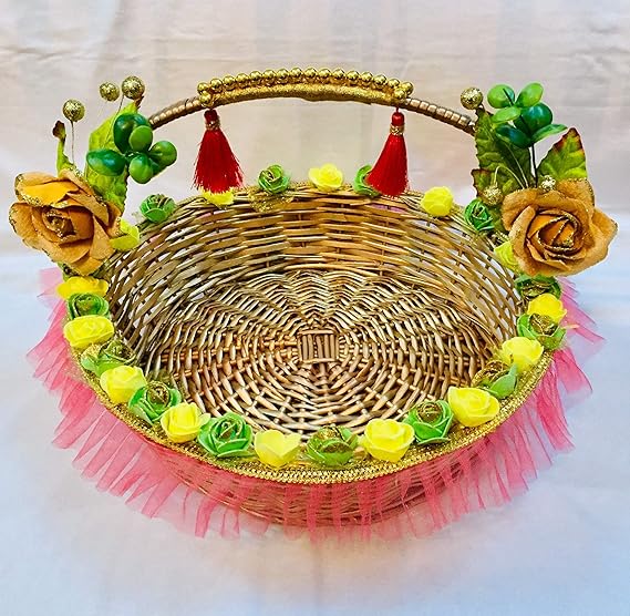 Buy The Happiness Hampers, Cane round Basket Designer Handle Cane