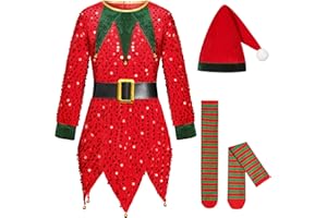 Gortykor Christmas Elf Costume for Kids Santa Little Helper Costume Elf Dress Suit for Girls