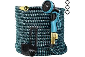 SAIDESI Garden Hose Expandable 125ft, Water Hose With 10 Function Hose Nozzle Sprayer, Heavy Duty Flexible Durable Garden Hose, 3/4" Solid Brass Connectors, Lightweight No-Kink Flexible Water Hose (Blue)