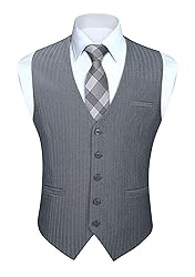 HISDERN Mens Dress Vest Business Suit Vests Grey