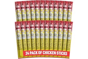 Lorissa's Kitchen Premium Free Range Chicken Jerky Snack Sticks 24-Pack: Chicka Boom Chicken Flavor, 8g Protein, Certified Free from Top 9 Allergens, Gluten-Free, Non-GMO, Zero Sugar, Keto, Paleo