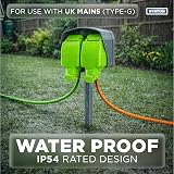 Status 15m Extension Lead Dual Socket Outdoor IP54 13A Green view 2