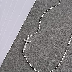 ASCOMY Dainty Silver Sideways Cross Pendant