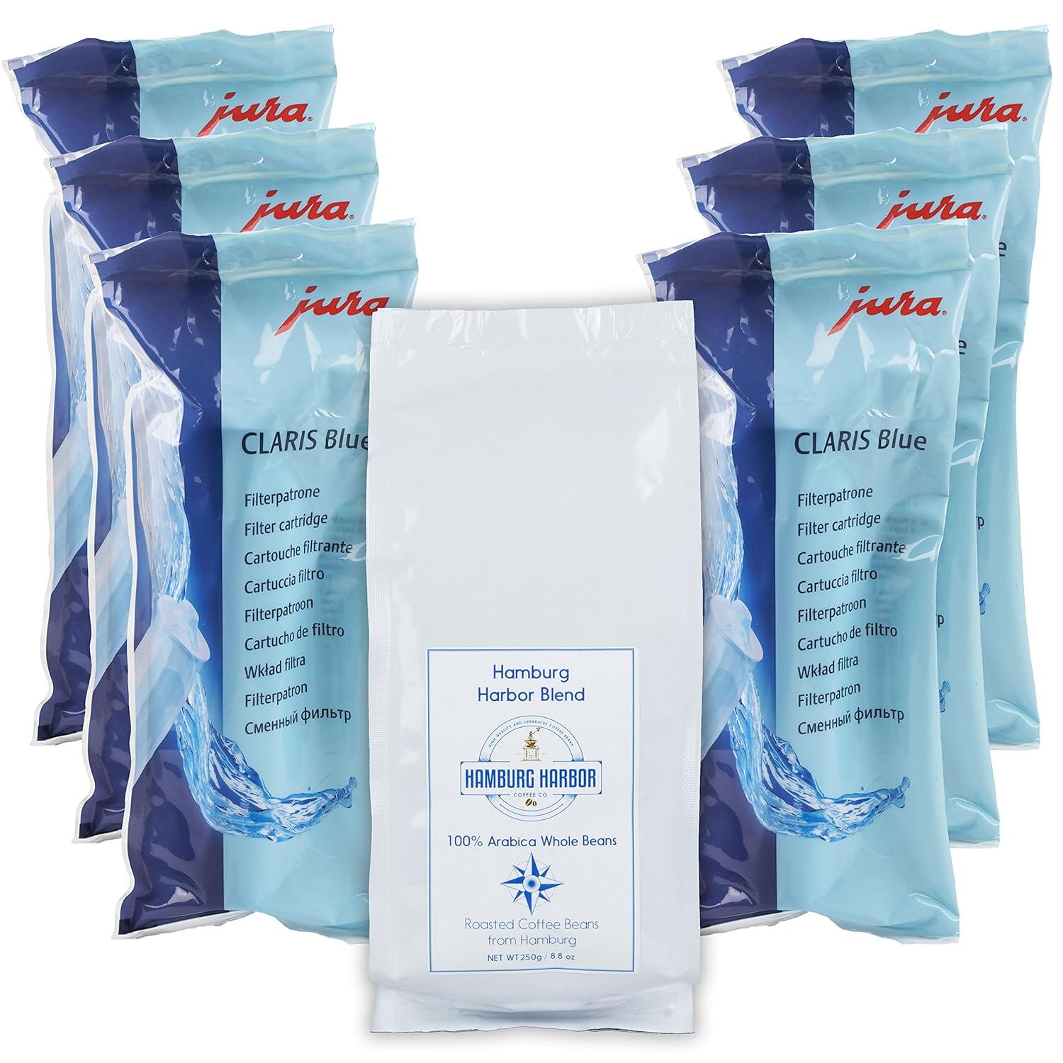 Jura Claris Blue Water Filter Cartridges (x6) 6 Filters + Hamburg