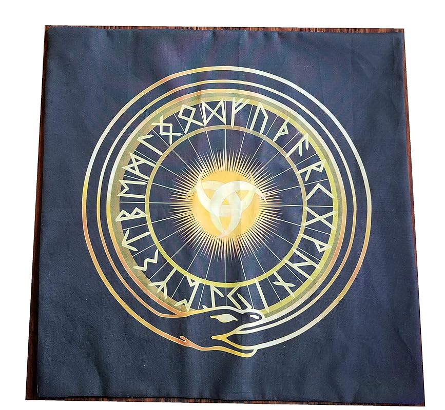 Altar Cloth or Tarot Cloth Golden Runes Pagan or Asatru