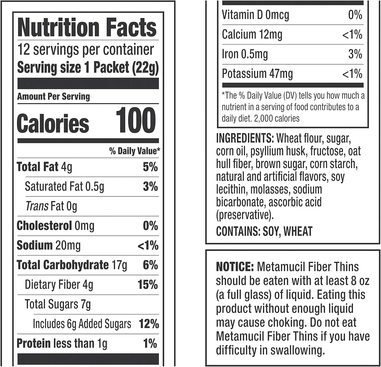 Metamucil Fiber Thins, Apple Crisp Flavored Dietary Fiber Supplement Snack with Psyllium Husk, 12 Servings (Pack of 4): Health & Personal Care
