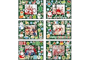 CAPODA 24 Packs Christmas Photo Frame Xmas Craft DIY Picture Frame Ornaments with Stickers Christmas Photo Frame Cards Game DIY Xmas Gift Winter Decorations for Christmas Party Xmas Tree (Green and Black)