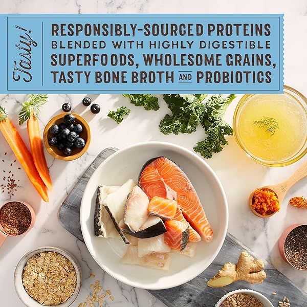 STELLA & CHEWY’S SUPERBLENDS RAW BLEND WHOLESOME GRAINS WILD-CAUGHT WHITEFISH & SALMON RECIPE WITH SUPERFOODS, 3.25 LB. BAG