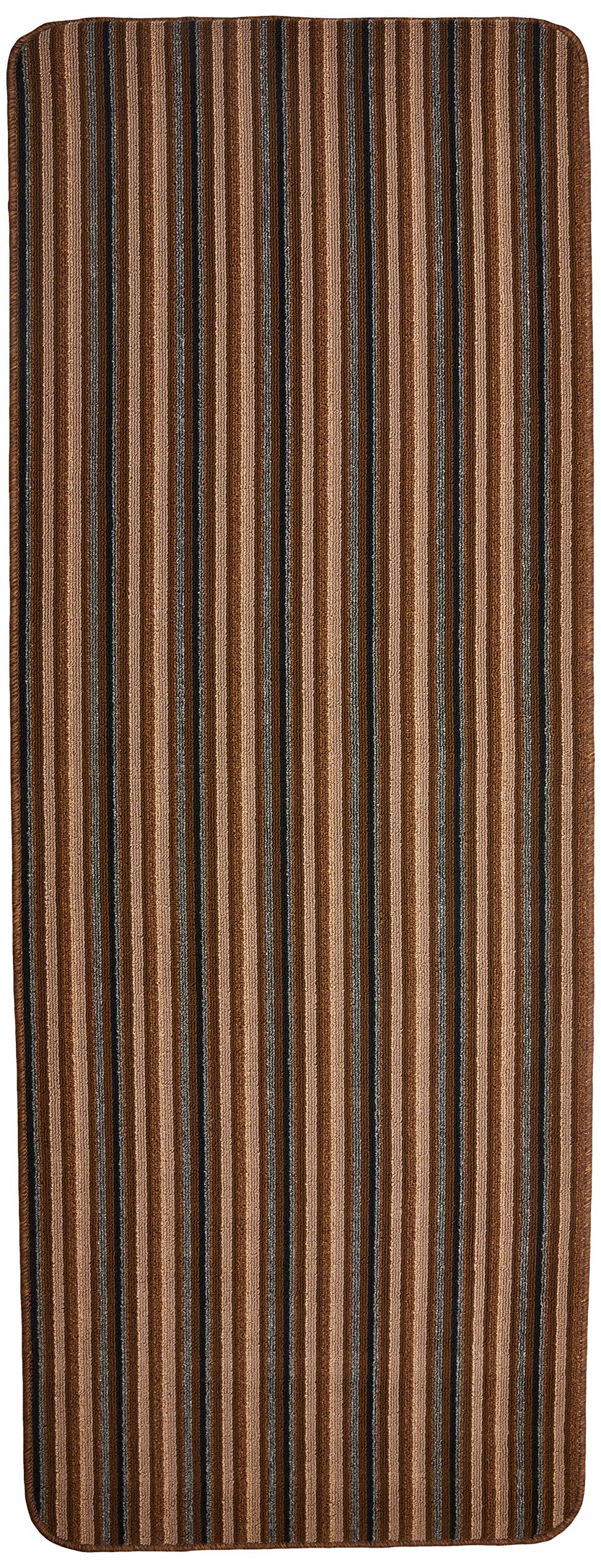 Dandy by William Armes, Ios Stripe Indoor Washable Runner, Chocolate, 180 x 67