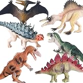 JR PARK Realistic Dinosaur Figures Toy Set, 6 Pack Educational Dino Models with T-Rex, Pterodactyl, Velociraptor, Stegosaurus for Kids(6 Pterosaur Models (6 inches Each)