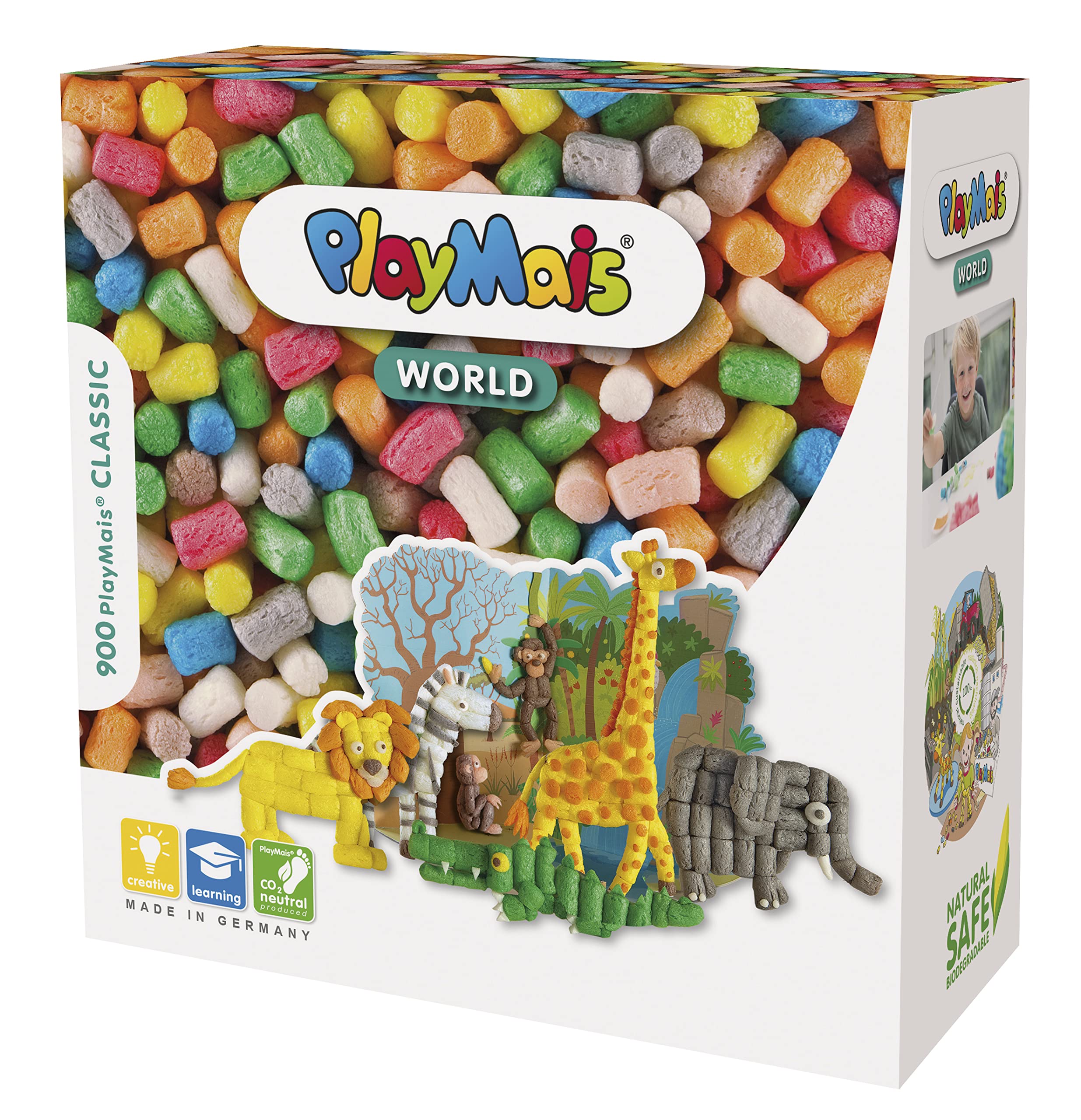 Playmais World Jungle Craft kit for Kids from 3 Years | 850 Colored, templates & Instructions for Crafts | stimulates Creativity & Motor Skills | Gift for Girls & Boys | Natural Toy