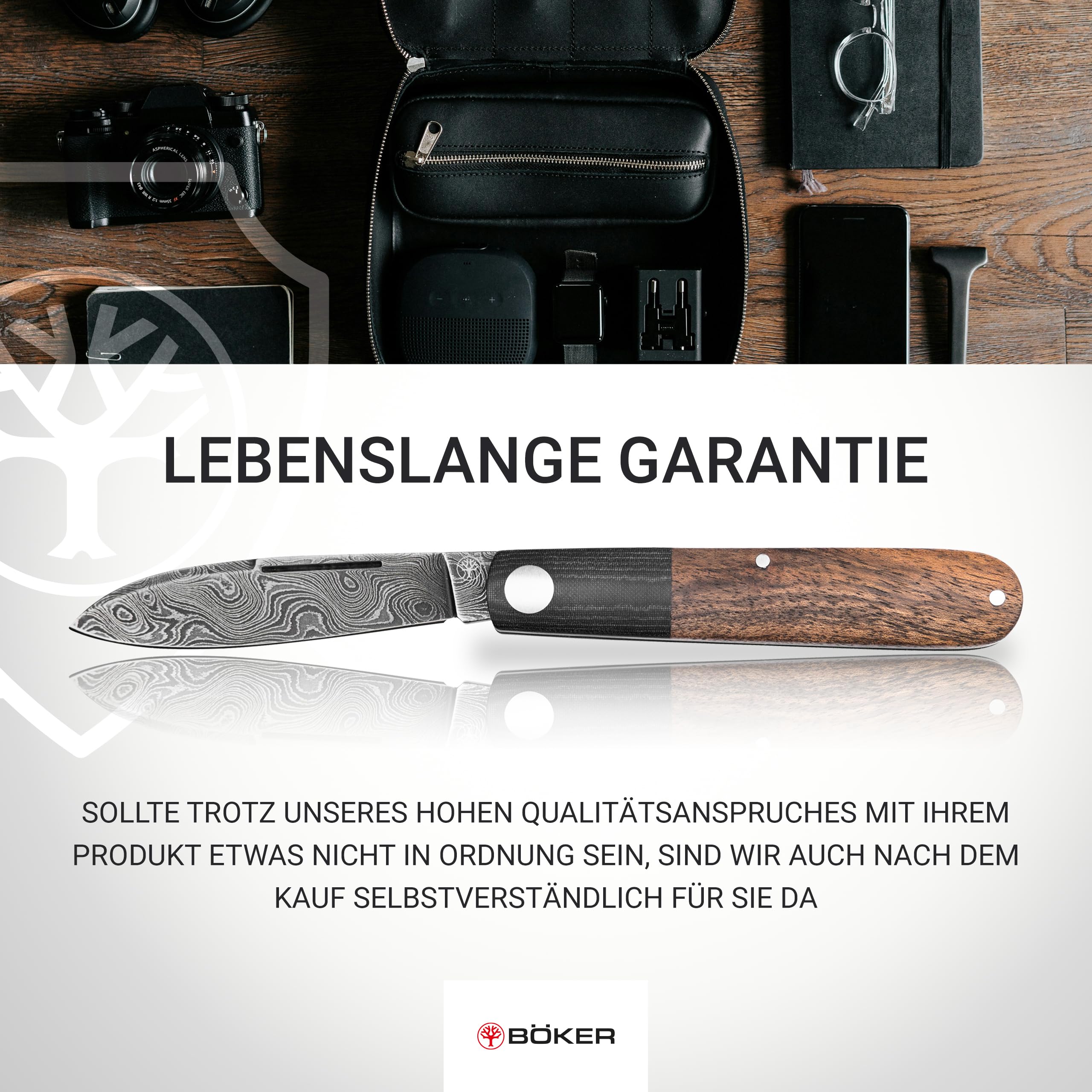 Böker Solingen® Barlow Prime Tirpitz-Damast - klassisches Slipjoint EDC Taschenmesser - Solinger Gentleman Klappmesser mit Holzgriff - Damaszener 2 Hand Messer Klassiker aus historischem Stahl 8
