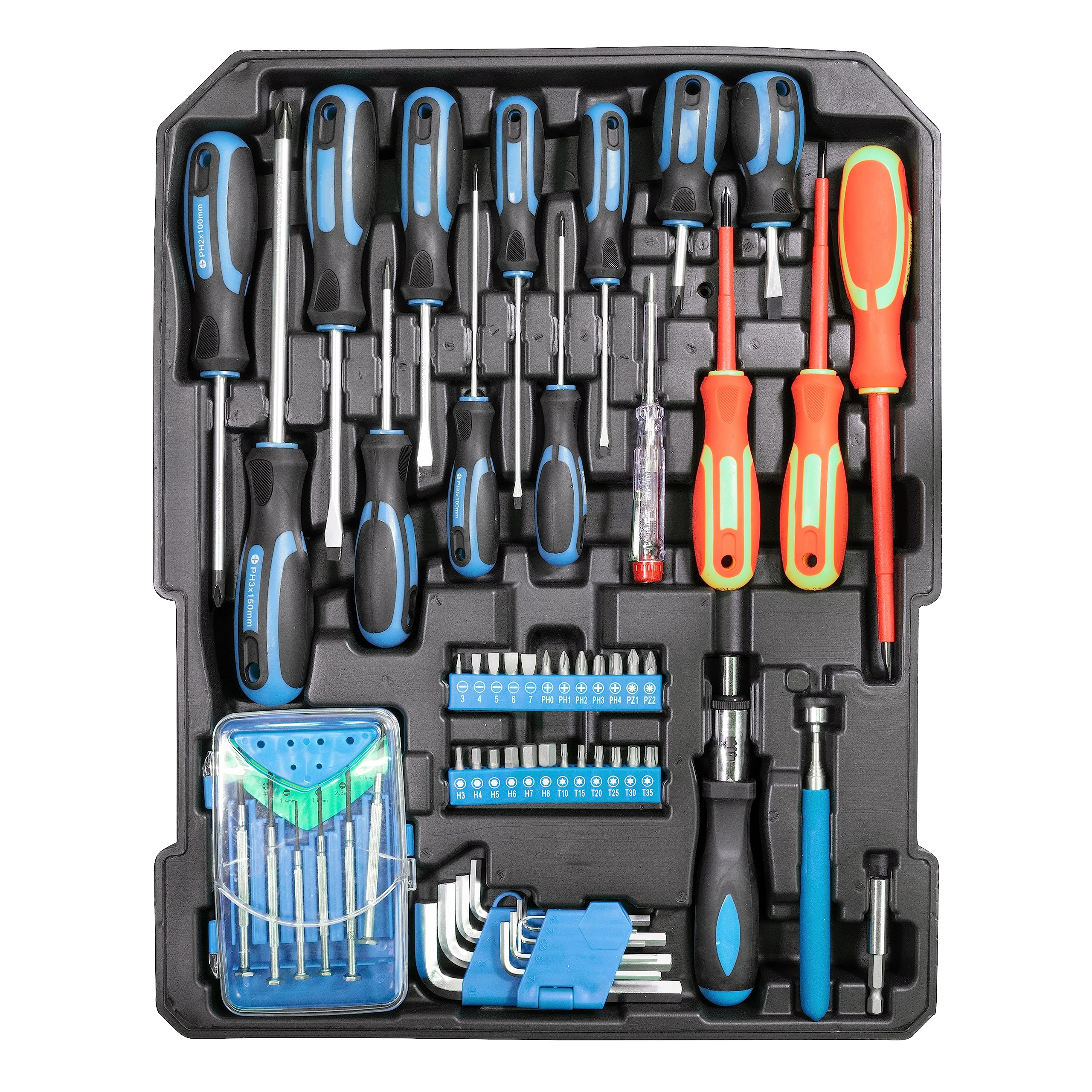 Güde 39004 Werkzeug-Trolley GWZT 500 (500-teiliges Werkzeugset aus Chrom-Vanadium- und Carbon-Stahl in praktischem Rollkoffer) Blau Schwarz 6