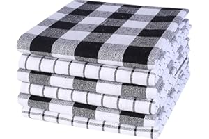 Plaid Woven Kitchen Towel 18x28 inch Black/White,100% Cotton, Quick Dry, Tea Towel, Bar Towel, Highly Absorbent,Cleaning Towe