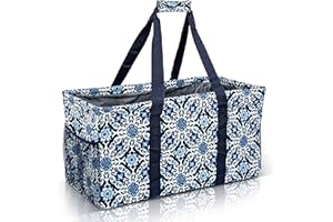 LUCAZZI Extra Large Utility Tote Bag - Oversized Collapsible Pool Beach Canvas Basket