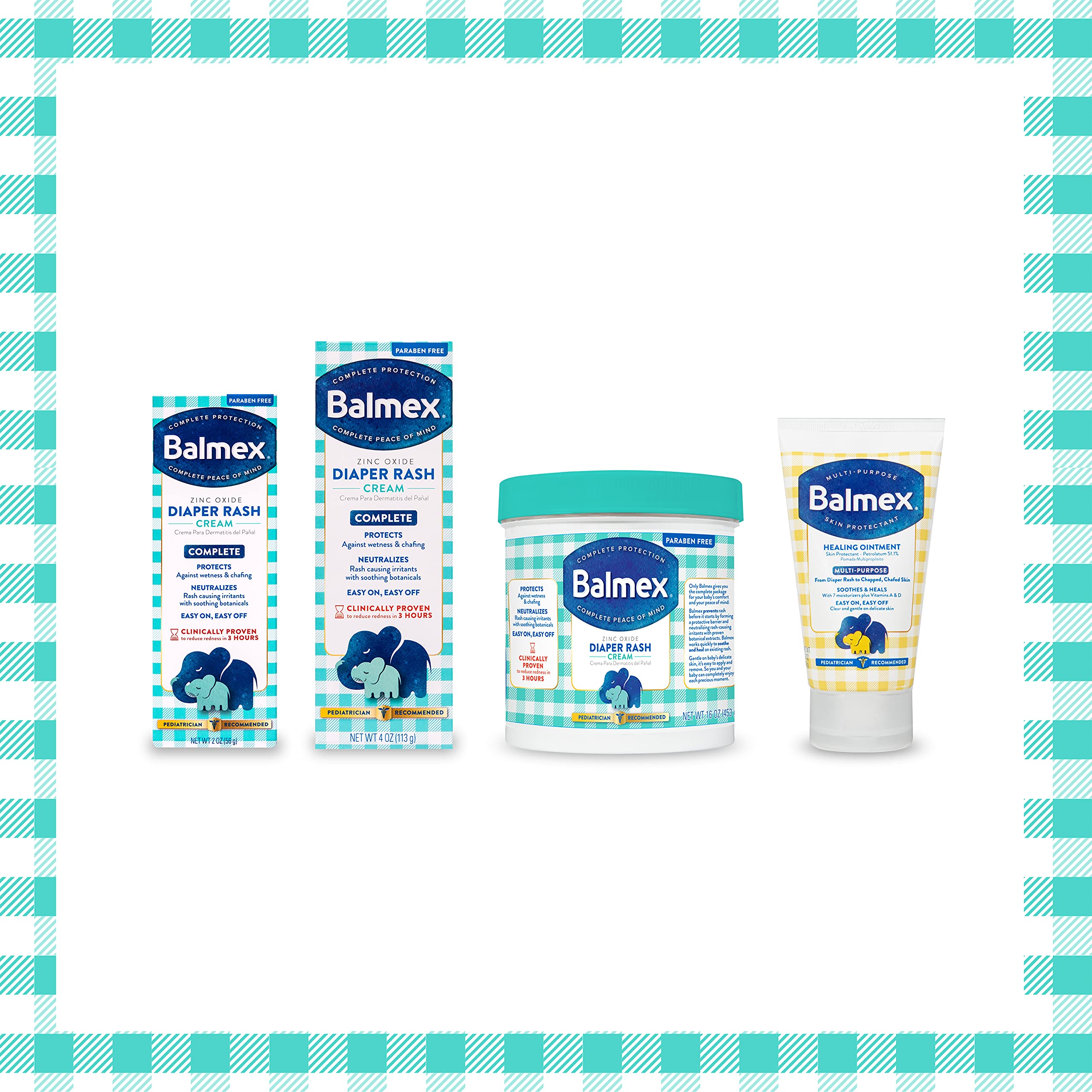 Balmex Complete Protection Baby Diaper Rash Cream with Zinc Oxide + Soothing Botanicals, 4 Ounce