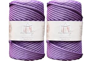 Makromecity, 2 Skeins of Polyester Macrame Cord 5mm x 104 yards (311 feet) 5mm Polypropylene Lilac Macrame Cord Crochet Macrame Bag Cord Crafts for Wall Hangings, Bags, Underplate, Rug