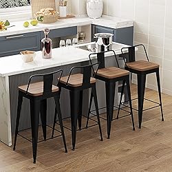 WENTMENT Bar Stools Set of 4 Counter Height Bar