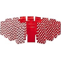 Hallmark Red Party Favor and Wrapped Treat Bags, Assorted Designs (30 Ct., 10 Each of Chevron, White Dots, Solid) for Christm