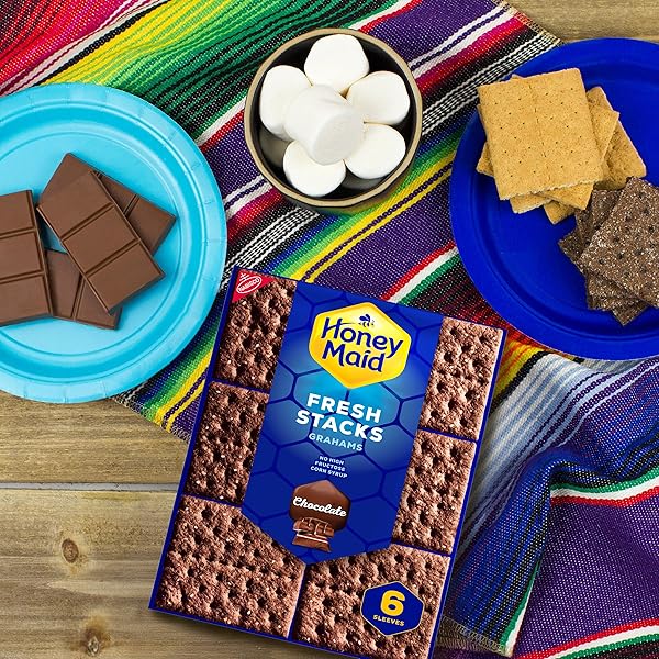 HONEY MAID FRESH STACKS CHOCOLATE GRAHAM CRACKERS, TRAVEL SNACKS, 12.2 OZ (6 MULTI SNACK PACKS)