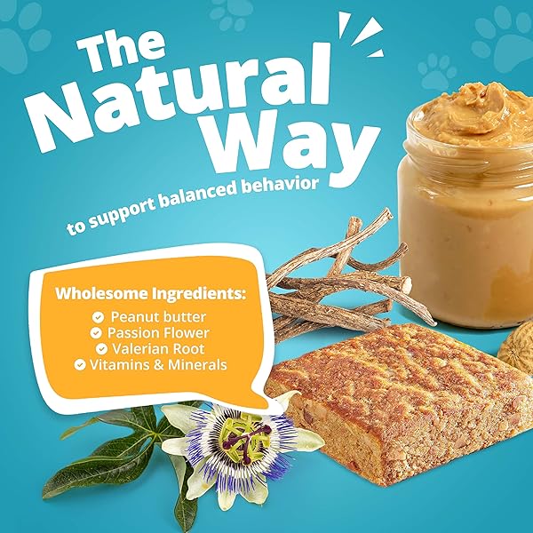HEAVENLY HOUNDS PEANUT BUTTER CHEWS – ANXIETY RELIEF FOR DOGS – NATURAL INGREDIENTS – NO HEMP CALMING TREATS, 2 OZ – PACK OF 12