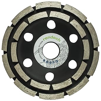 Rendech® Diamant-Schleiftopf 125 mm für Beton, Estrich, Fliesenkleber, Putz, Stein uvm. - Bodenschleifer mit 2-reihiger Techn