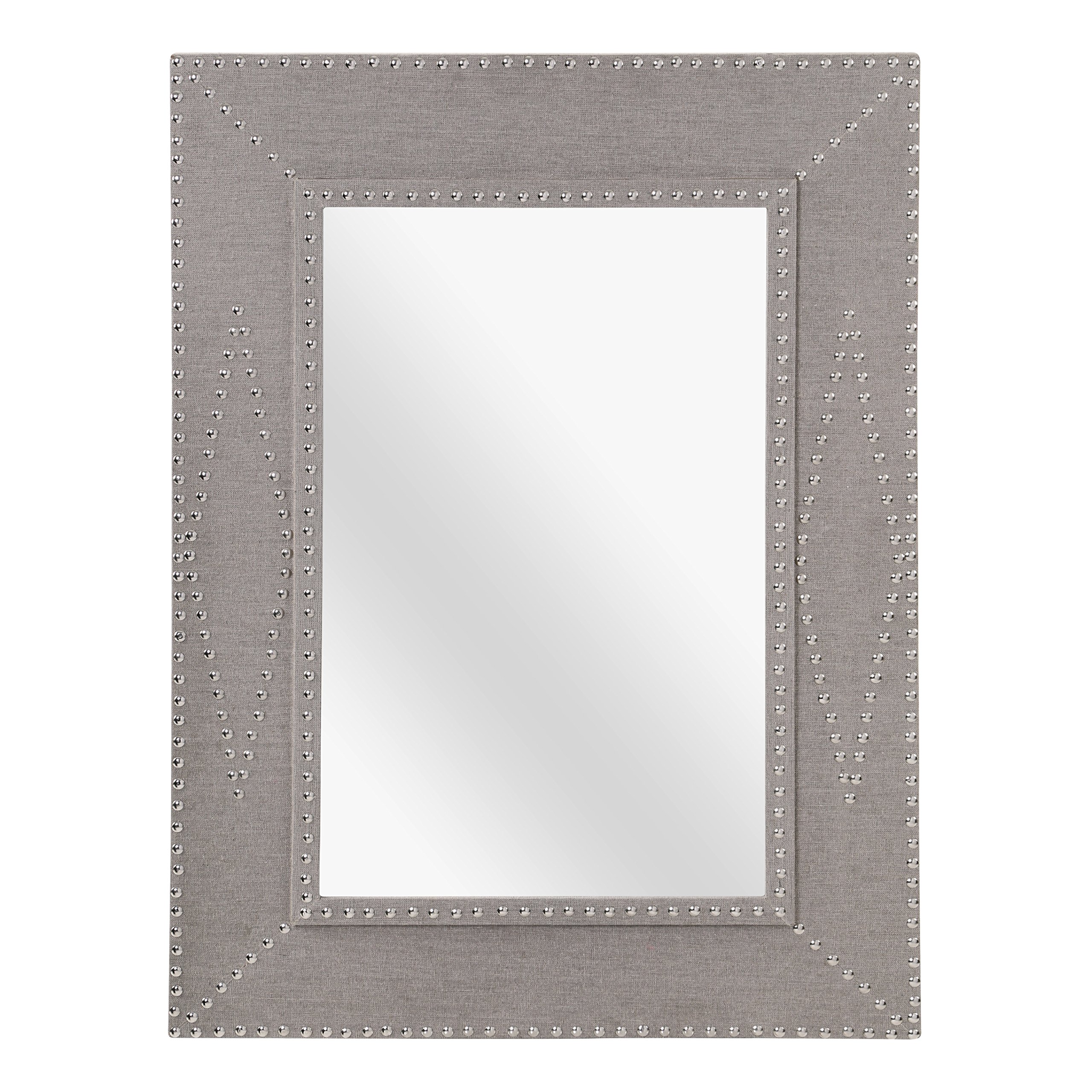 Premier Housewares Manhattan Stone Linen Wall Mirror, Wood, Natural, 95 x 70 x 6 cm
