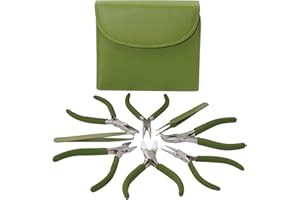 The Beadsmith Fashion Color Pliers – Set of 8 Slimline Color-Coordinated Tools – Matching Clutch in Olive – Jewelry Making Supply Kit to Create Necklaces, Bracelets, Earrings & More