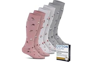 Pembrook Light Compression Socks for Women - 3 Pairs | 8-15 mmHg Cotton Compression Socks Women, Knee High Comfort & Support