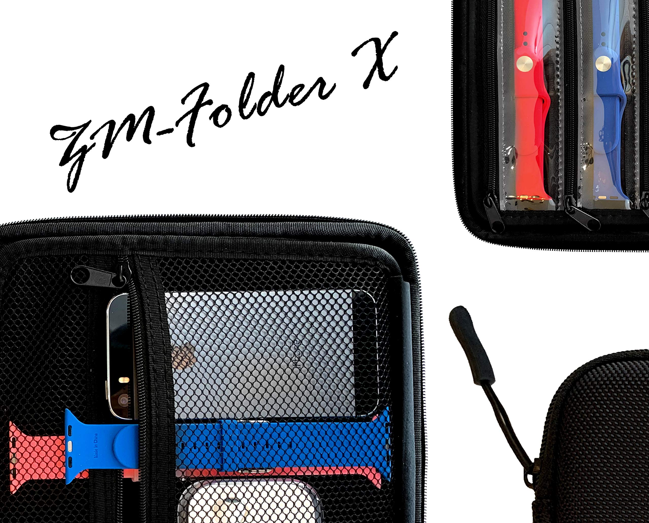 Zero Mass Travel Carrying Case/Folder, Organizer for Apple Watch Bands, Smart Watch Bands, Stores 12-24 Straps, Extra Pocket for Additional Storage (Black)