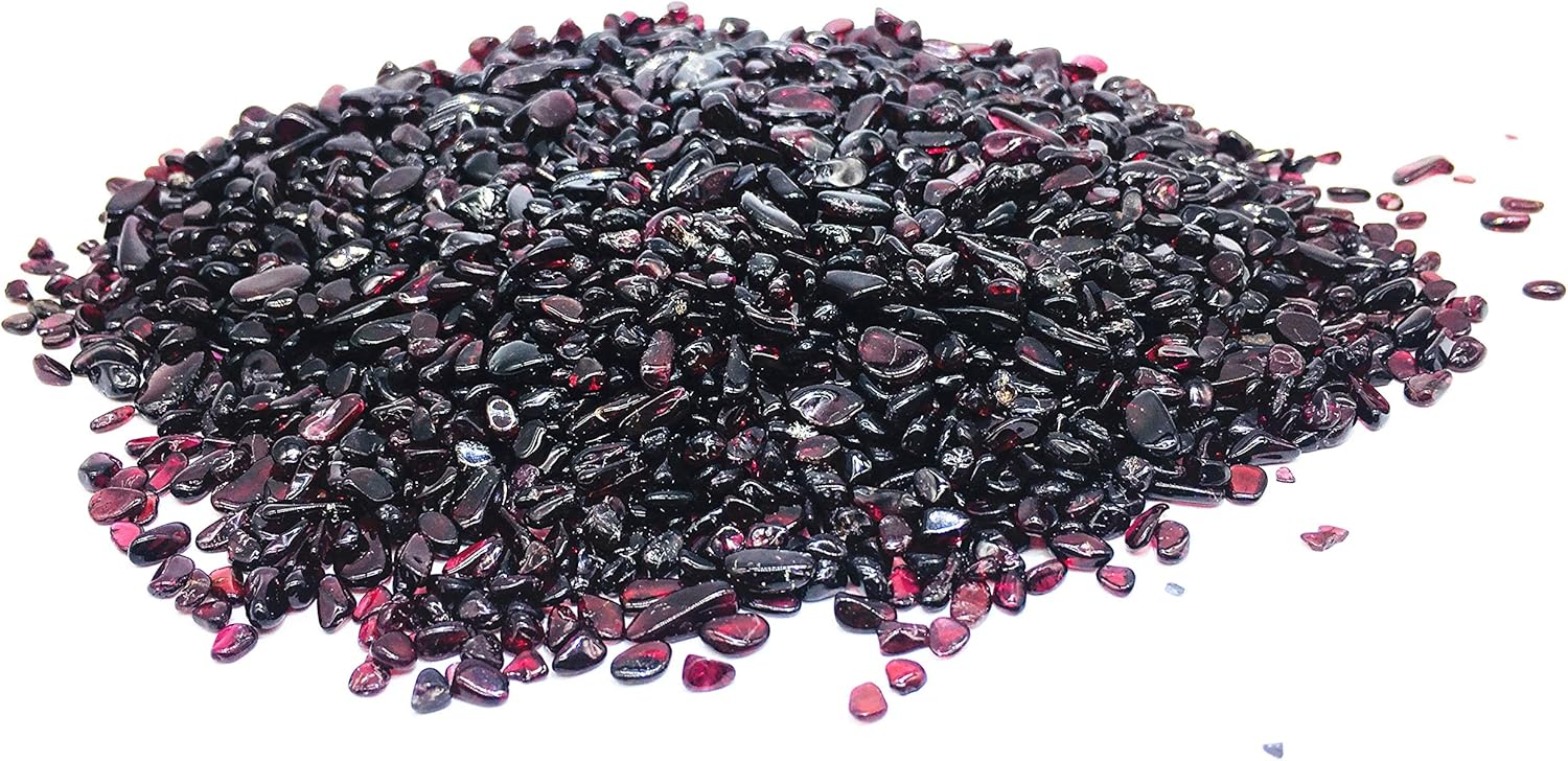 Xinxingshuo 1 lb Garnet Small Tumbled Chips Crushed Stone Healing Reiki Crystal Jewelry Making Home Decoration (Garnet): Jewelry