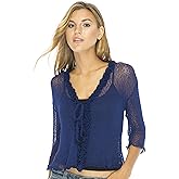 Back From Bali Womens Sheer Shrug Ruffle Cardigan Lightweight Sweater Bolero Arm Cover