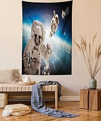 Ambesonne Outer Space Tapestry, Cosmonaut Crew in