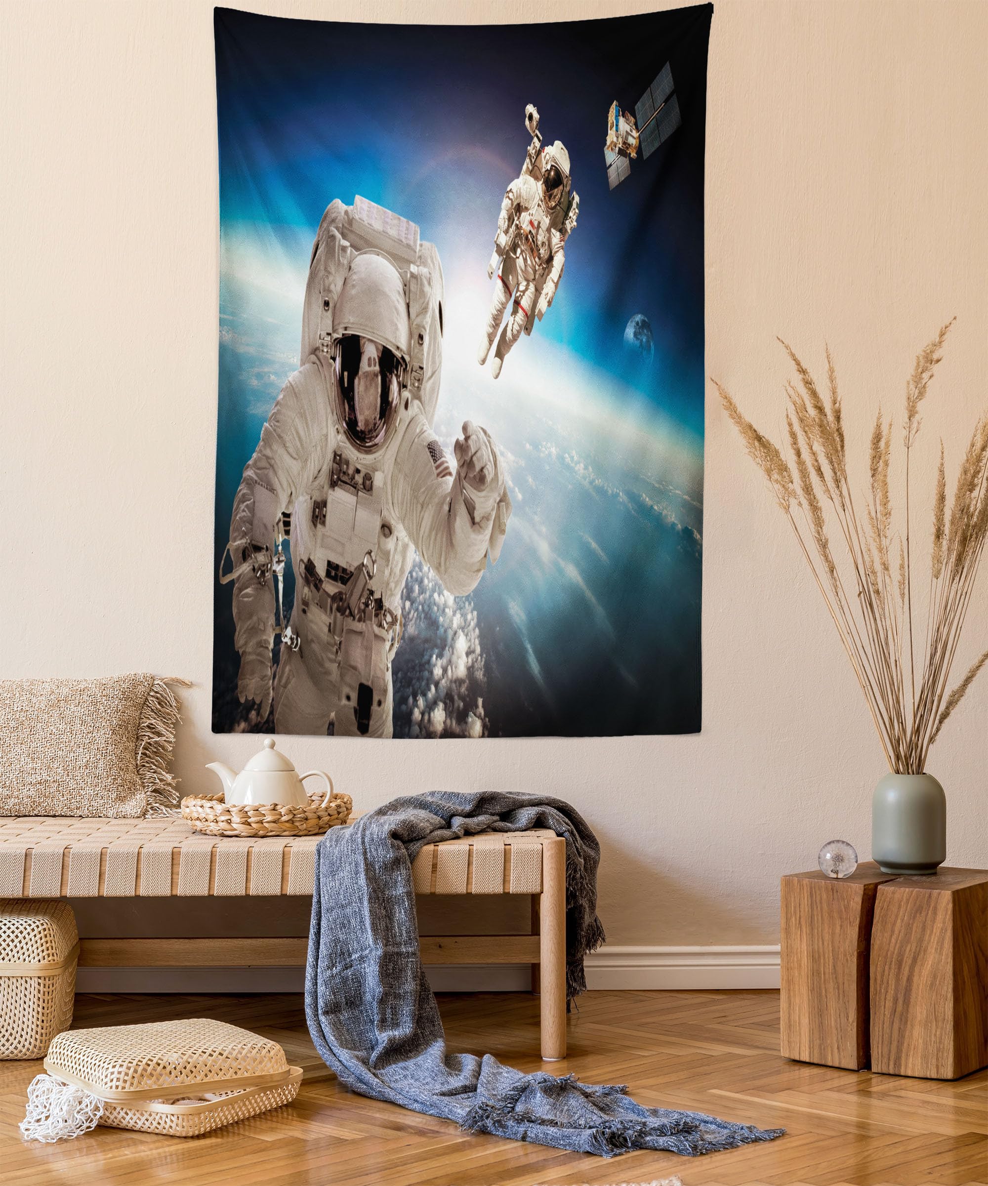 Ambesonne Outer Space Tapestry, Cosmonaut Crew in