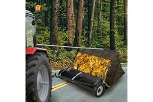 Garveetools Tow Behind Lawn Sweeper, 48" Pull Behind Lawn Sweeper, 26 cu. ft Large Capacity Leaf & Grass Collector, Heavy Duty Garden Sweeper with Adjustable Sweeping Height for Yard, Lawn, Farm