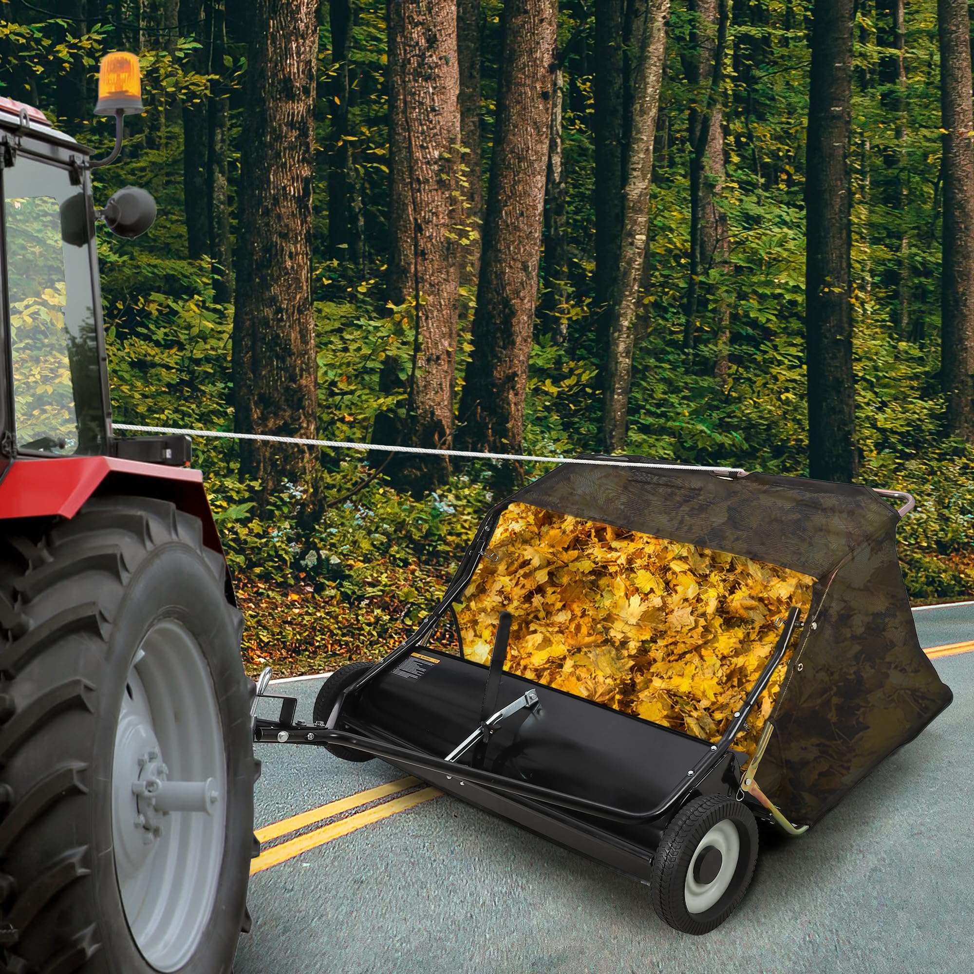 GarveeTools Tow Behind Lawn Sweeper 48", Pull