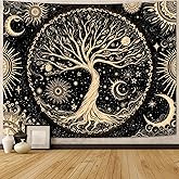 Spenlife Tree of Life Tapestry Sun and Moon Tree Wall Tapestry, Vintage Tapestries for Bedroom Mandala Tapestries Wall Hanging for Bedroom Living Room Decor Tree-1 44