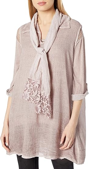 M Made In Italy Women S Missy 3 Piece Woven Tunic At Amazon