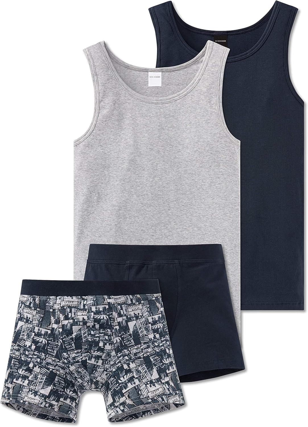 Schiesser Jungen Unterhemd 2er Pack - Bio-Baumwolle Für Jungs Von 140 Bis 176 Cm