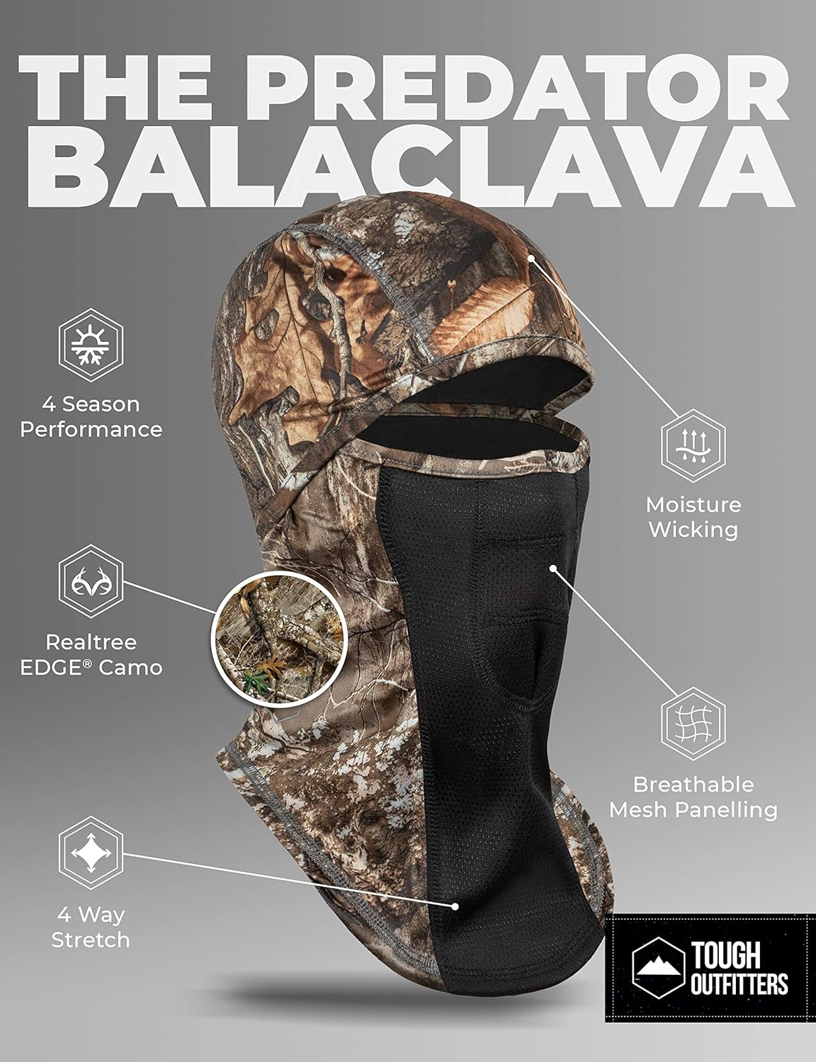 Realtree Edge Camo Hunting Balaclava Ski Mask - Cold Weather Full Face Cover for Winter Motorcycle Riding, Camping & Hiking: Automotive